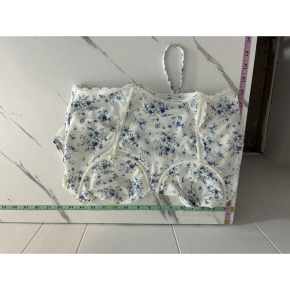 Garage White Lace Babydoll Crop top Western Coquett Bloomcore Peasant Fairy L - Picture 6 of 6